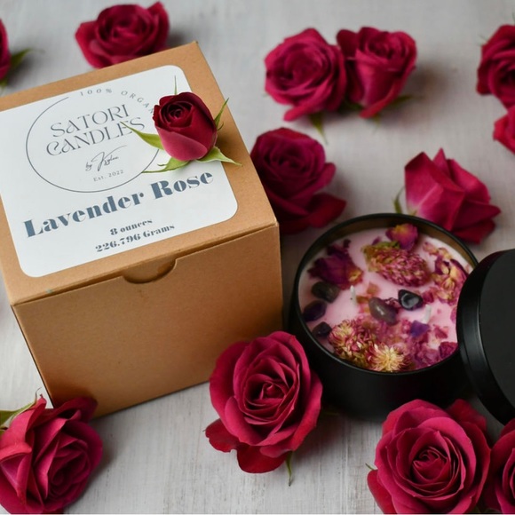 LavenderRose Quartz Crystal Candle Organic - Picture 6 of 11